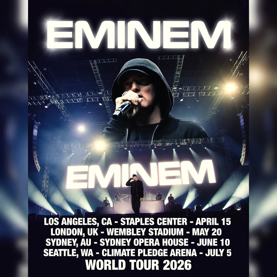 JUST ANNOUNCED: Eminem’s 2026 World Tour Spans LA to London, Sydney to Seattle — 35 Epic Dates Across North America, Europe, and Australia
