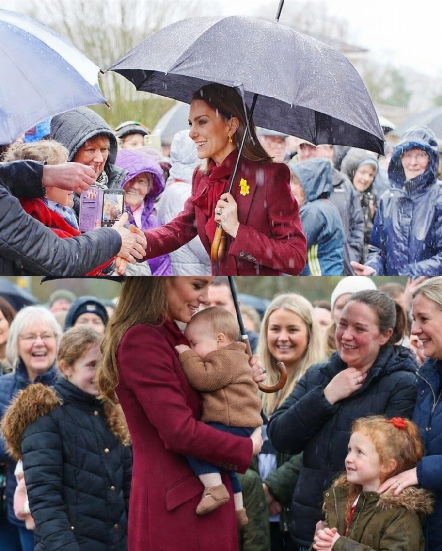 A Split Second That Spoke Volumes: Kate Middleton’s Heartwarming Hug with Young Fan During Rain-Soaked Wales Visit Melts Hearts