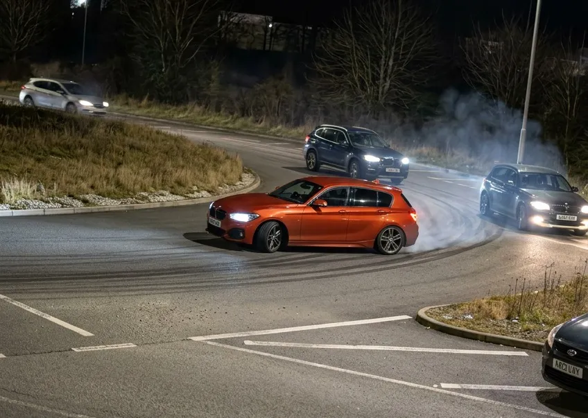 Pure Chaos on the Roundabout: Illegal Midnight Drift Meets Terrorize Residential Dartford Streets